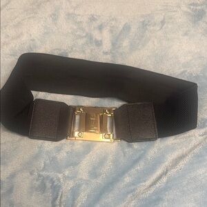 Zara Black Elastic Belt with Gold Buckle